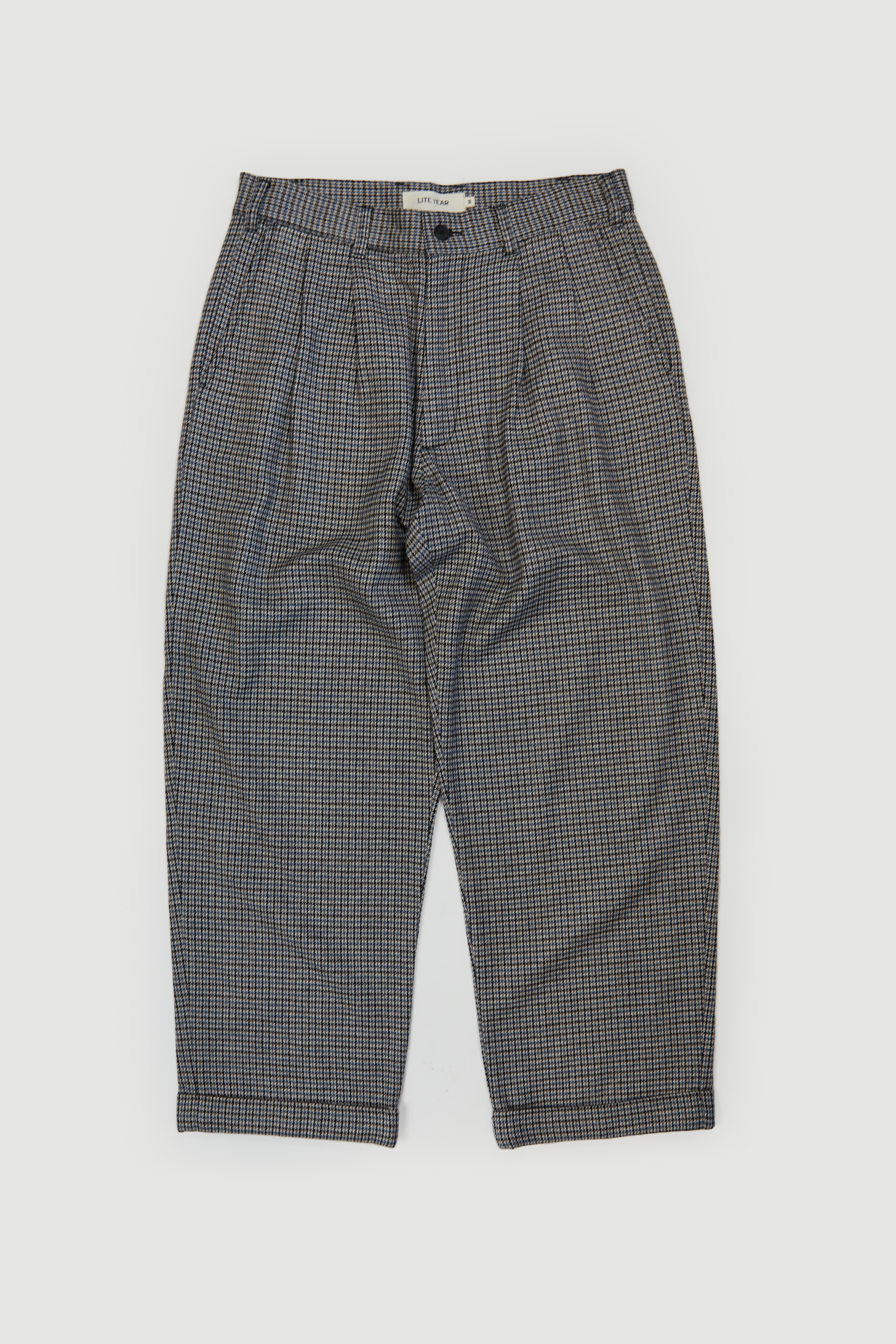 Microfiber Houndstooth Pleated Pants - Black/white