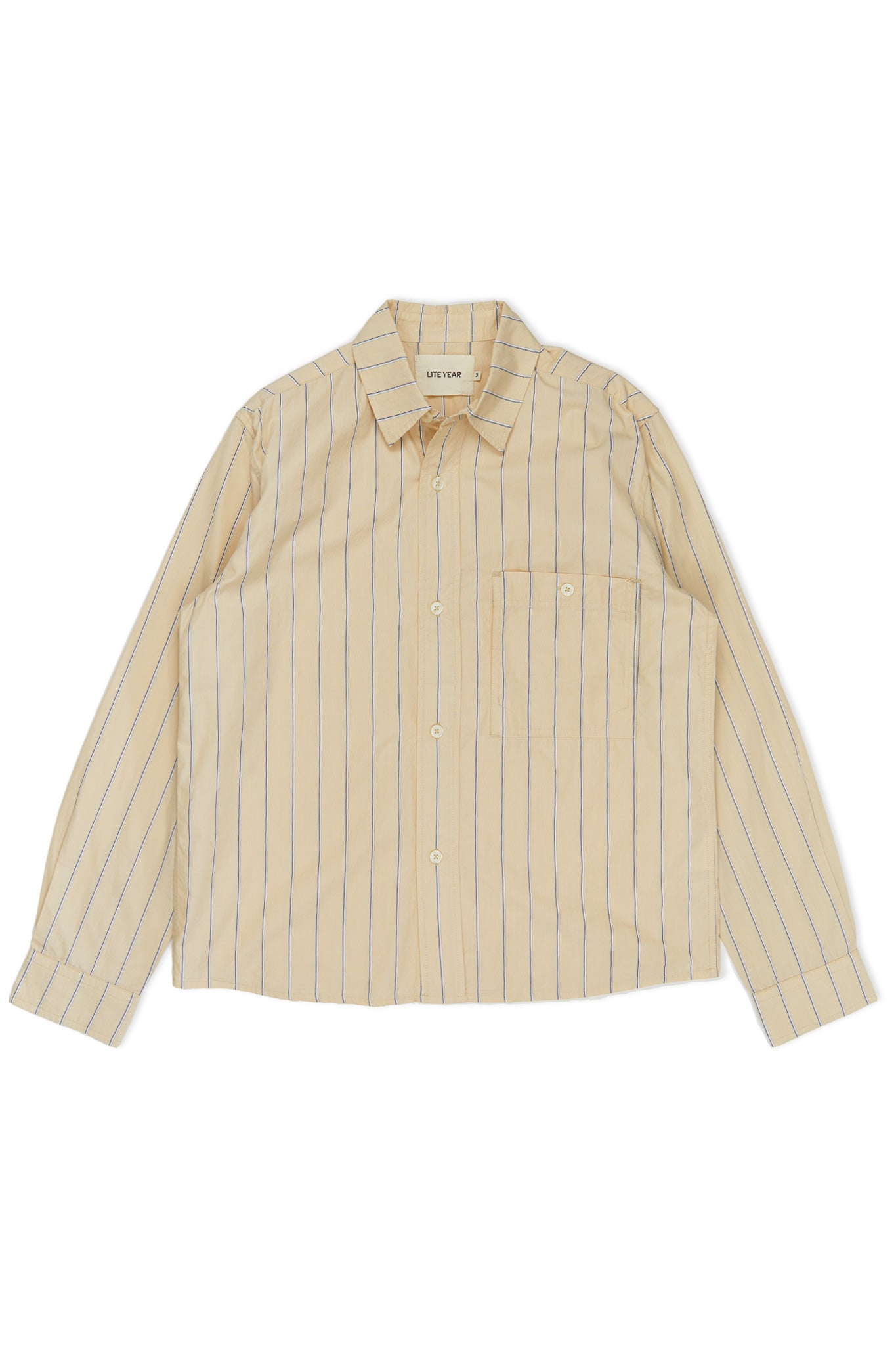 Relaxed Button Up Shirt - Yellow with Navy Stripe