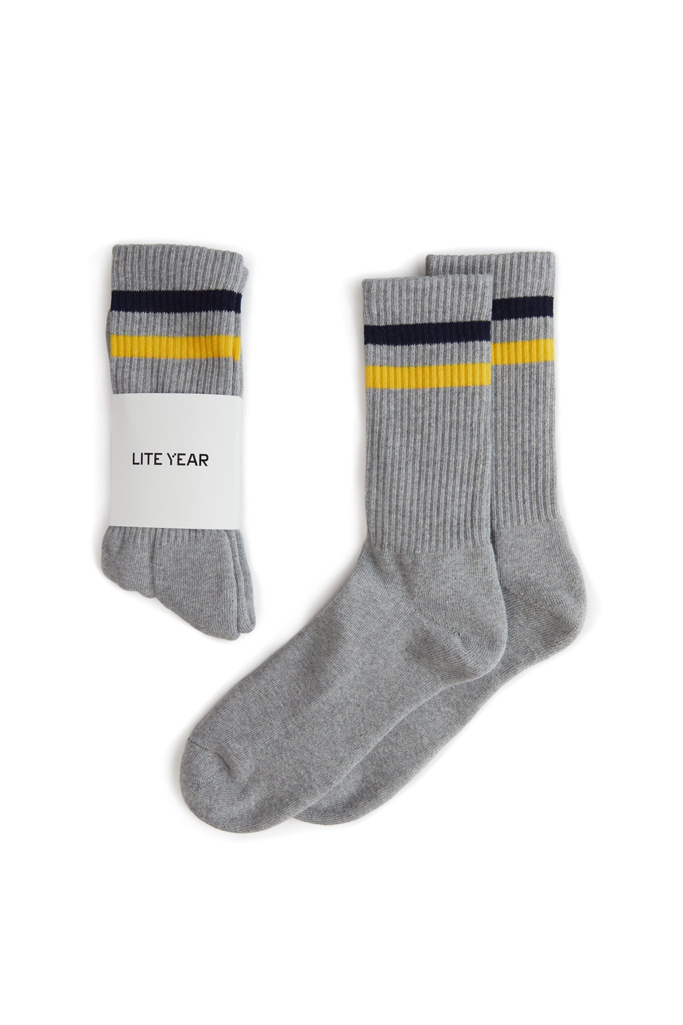 Stripe Socks - Heather Grey/Navy/Yellow