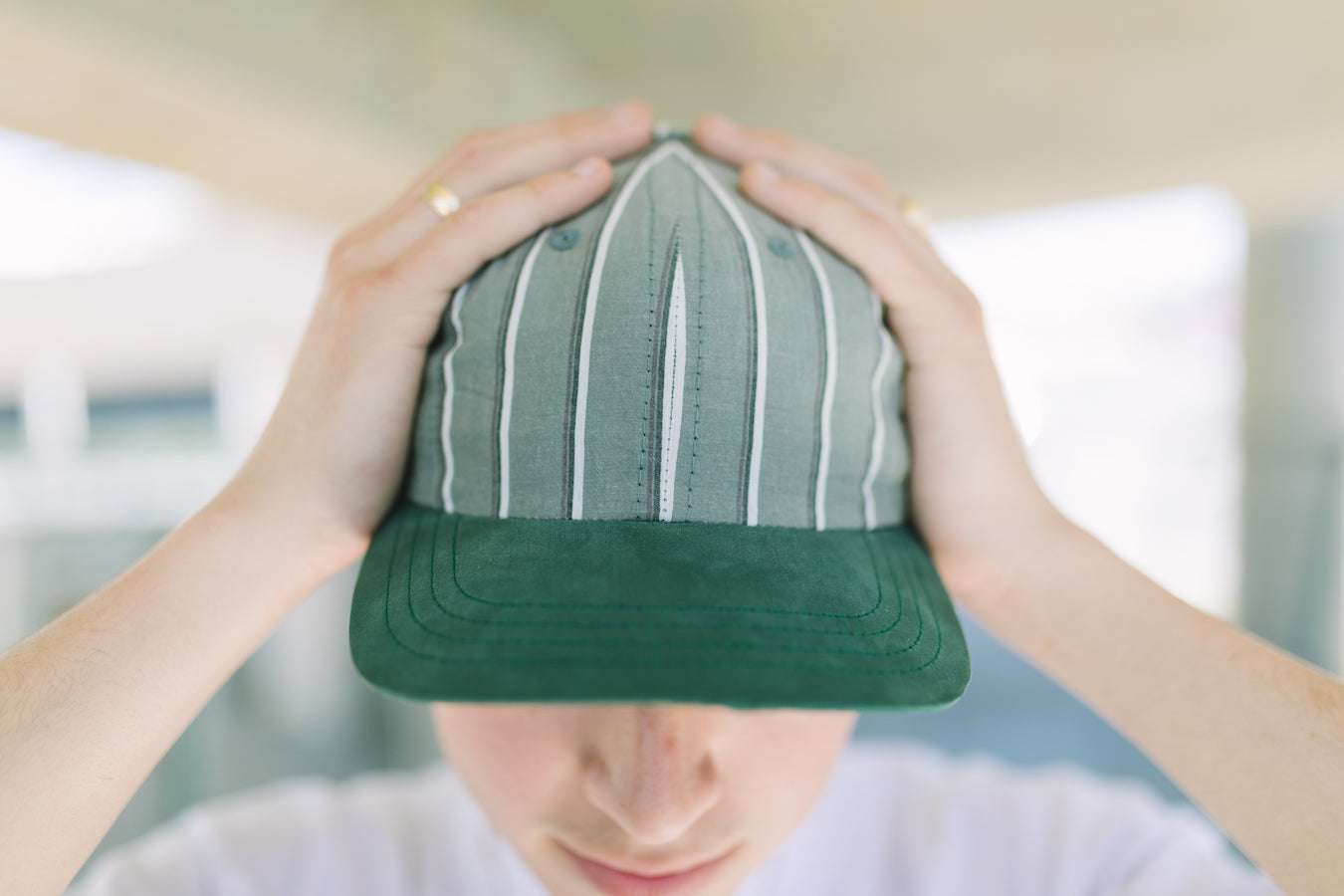 Baseball Stripe/Tencel™ Visor 6 panel cap - Army Green/Forest