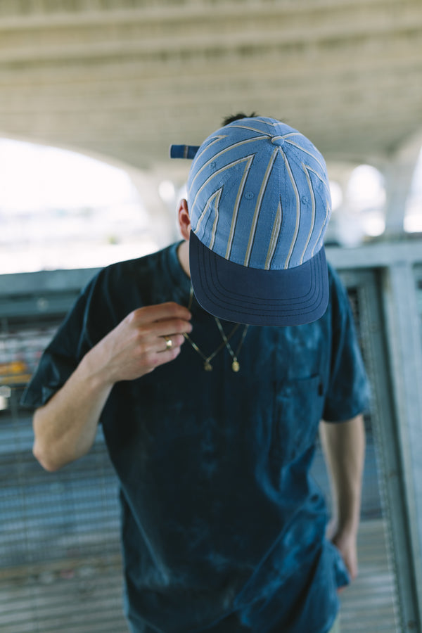 Baseball Stripe/Tencel™ 6 panel cap - Blue/Navy