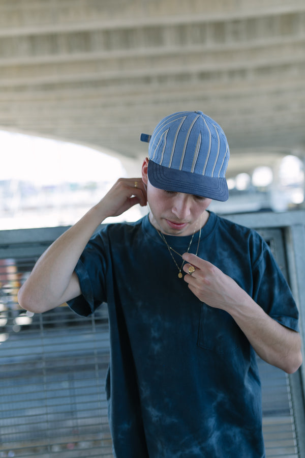 Baseball Stripe/Tencel™ 6 panel cap - Blue/Navy