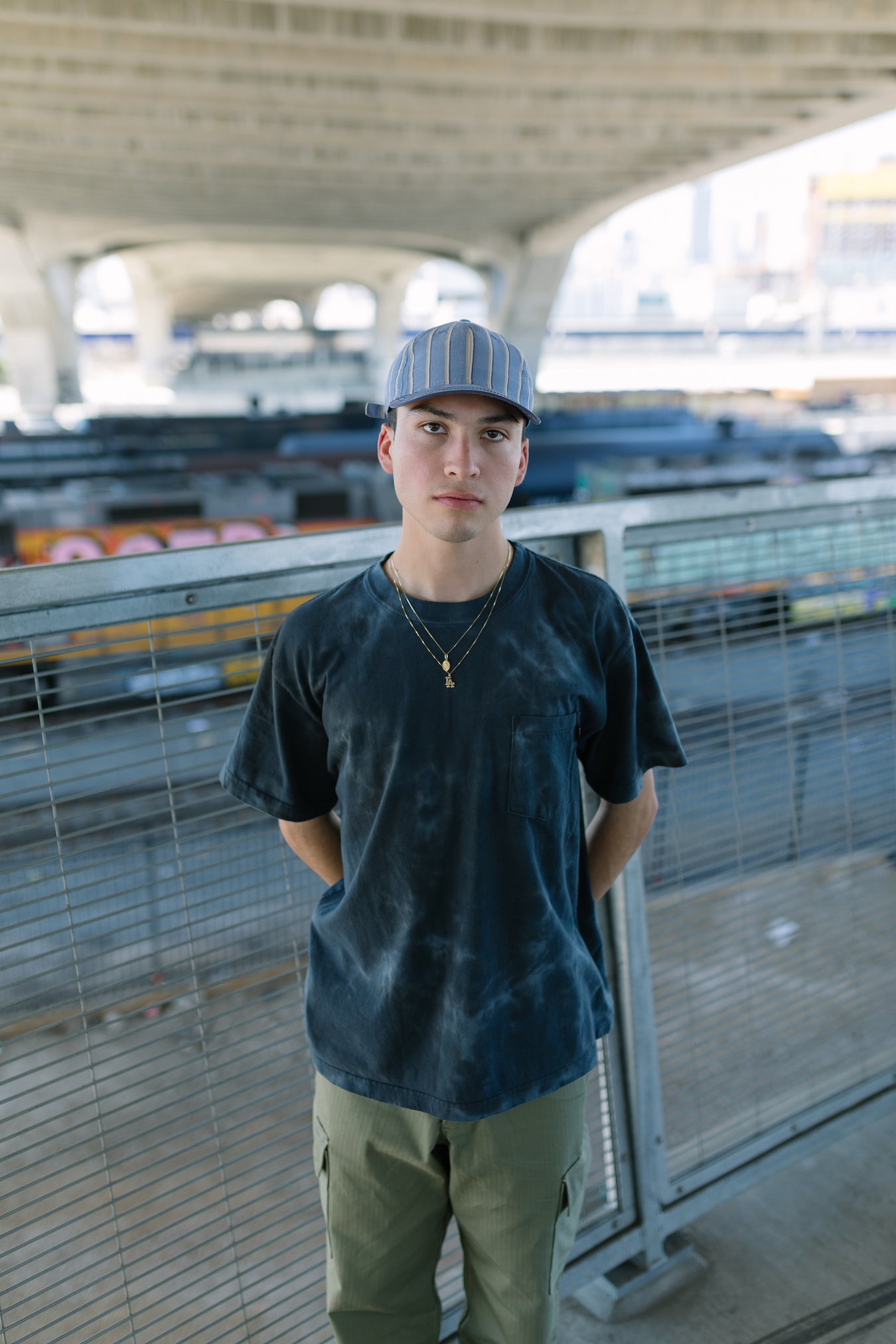 Baseball Stripe/Tencel™ 6 panel cap - Blue/Navy