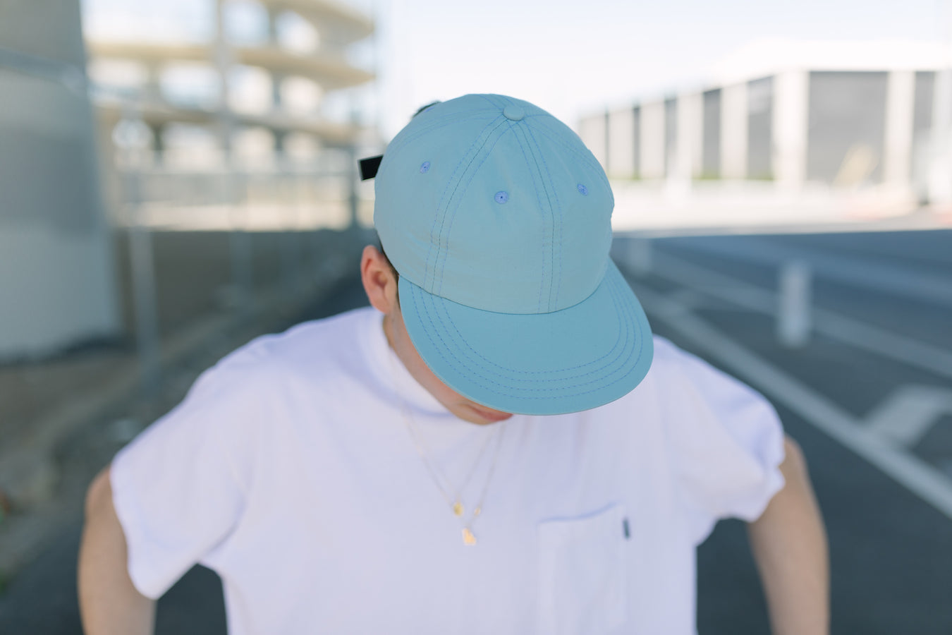 Nylon Twill Weather cloth 6 Panel Cap - Light Blue