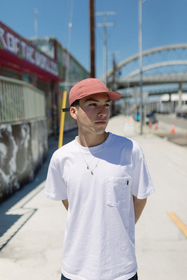 Nylon Twill Weather Cloth 6 Panel Cap - Rose