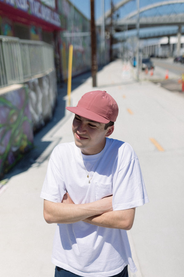 Nylon Twill Weather Cloth 6 Panel Cap - Rose