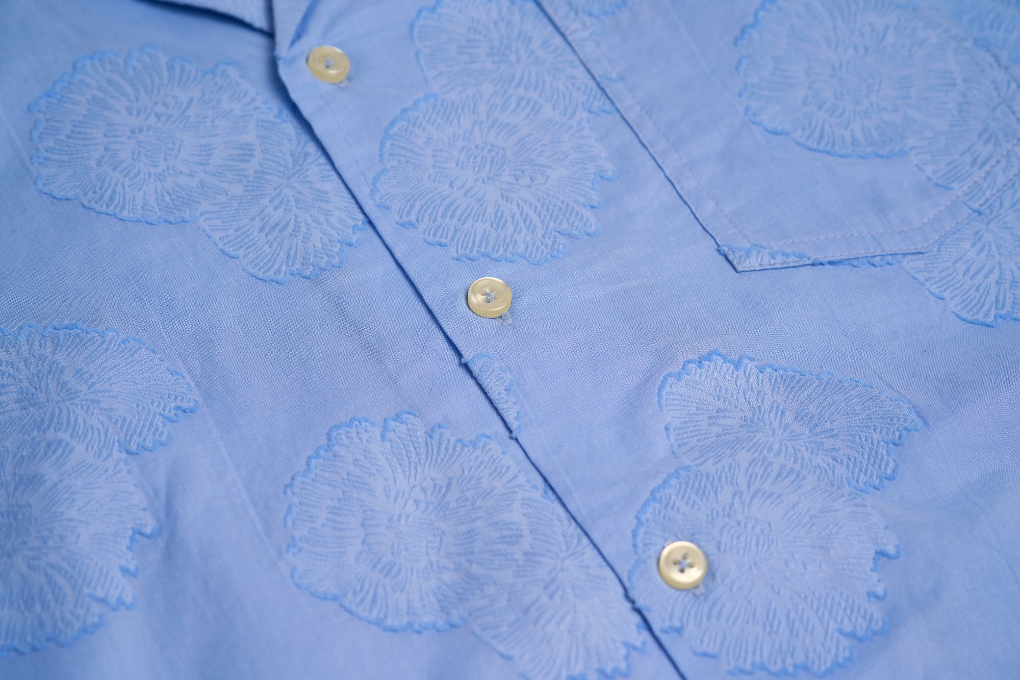 Short Sleeve Camp Collar Shirt - Floral Blue