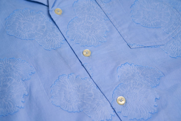 Short Sleeve Camp Collar Shirt - Floral Blue