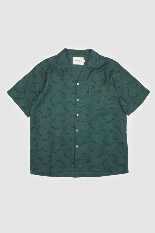 Short Sleeve Camp Collar - Floral Green