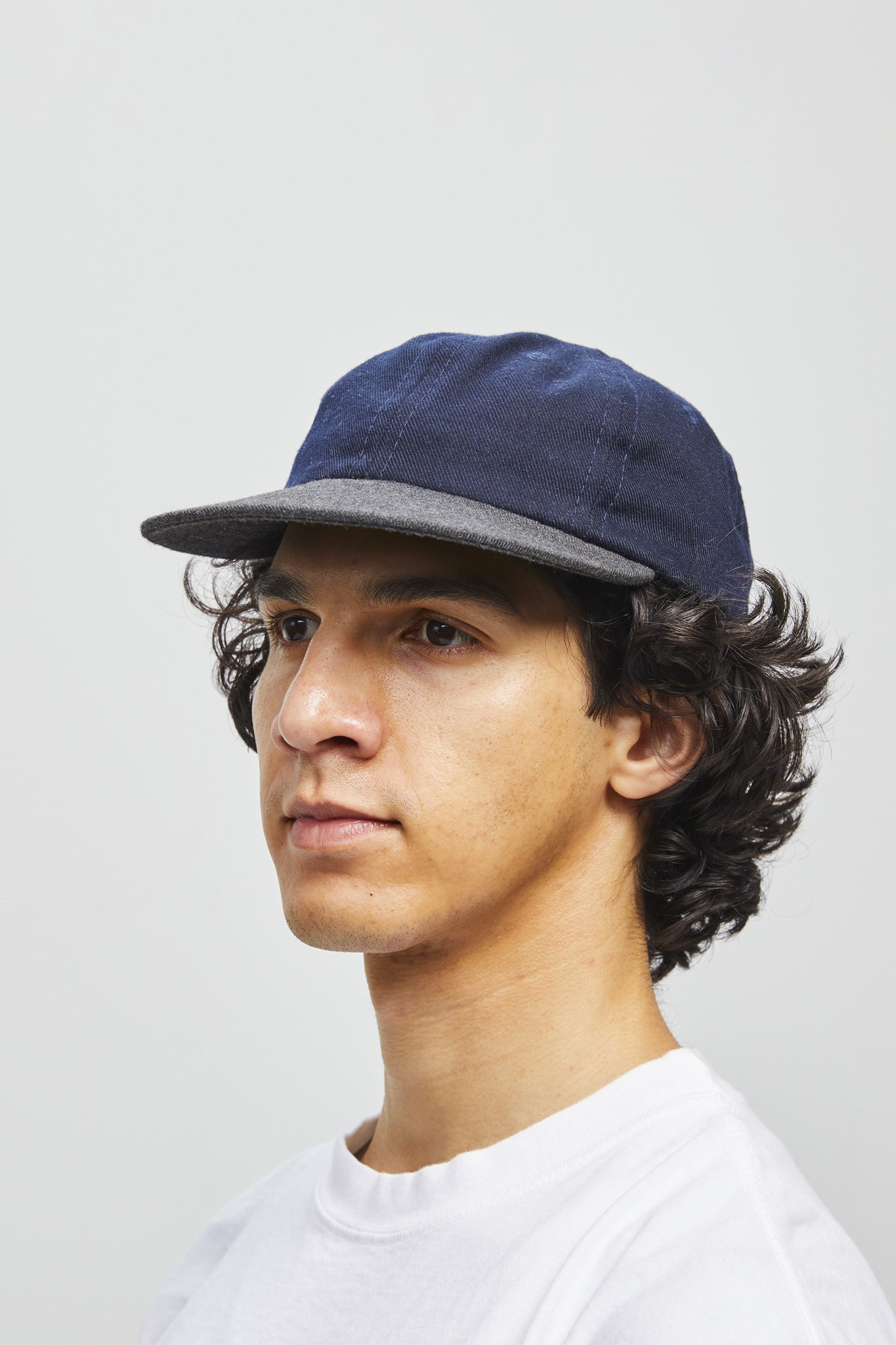 Wool Serge 6 panel cap - Navy/Charcoal