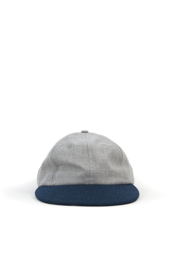 Wool Serge 6 Panel Cap - Heather Grey/Royal Blue