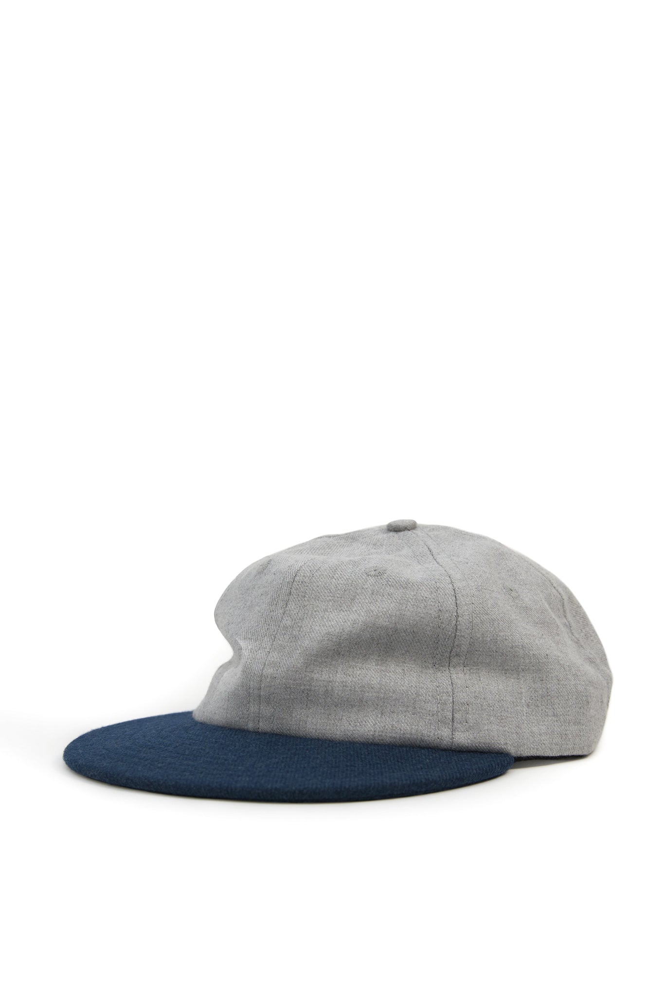 Wool Serge 6 Panel Cap - Heather Grey/Royal Blue
