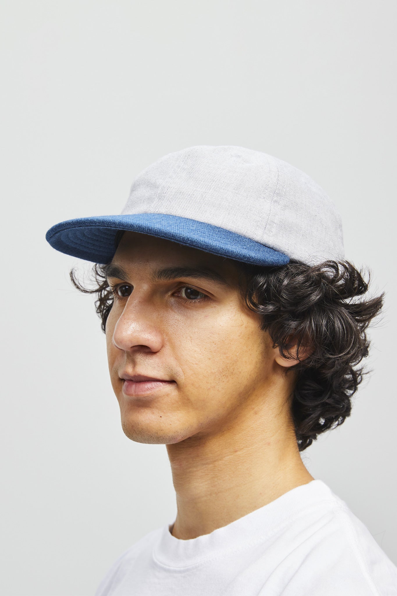 Wool Serge 6 Panel Cap - Heather Grey/Royal Blue