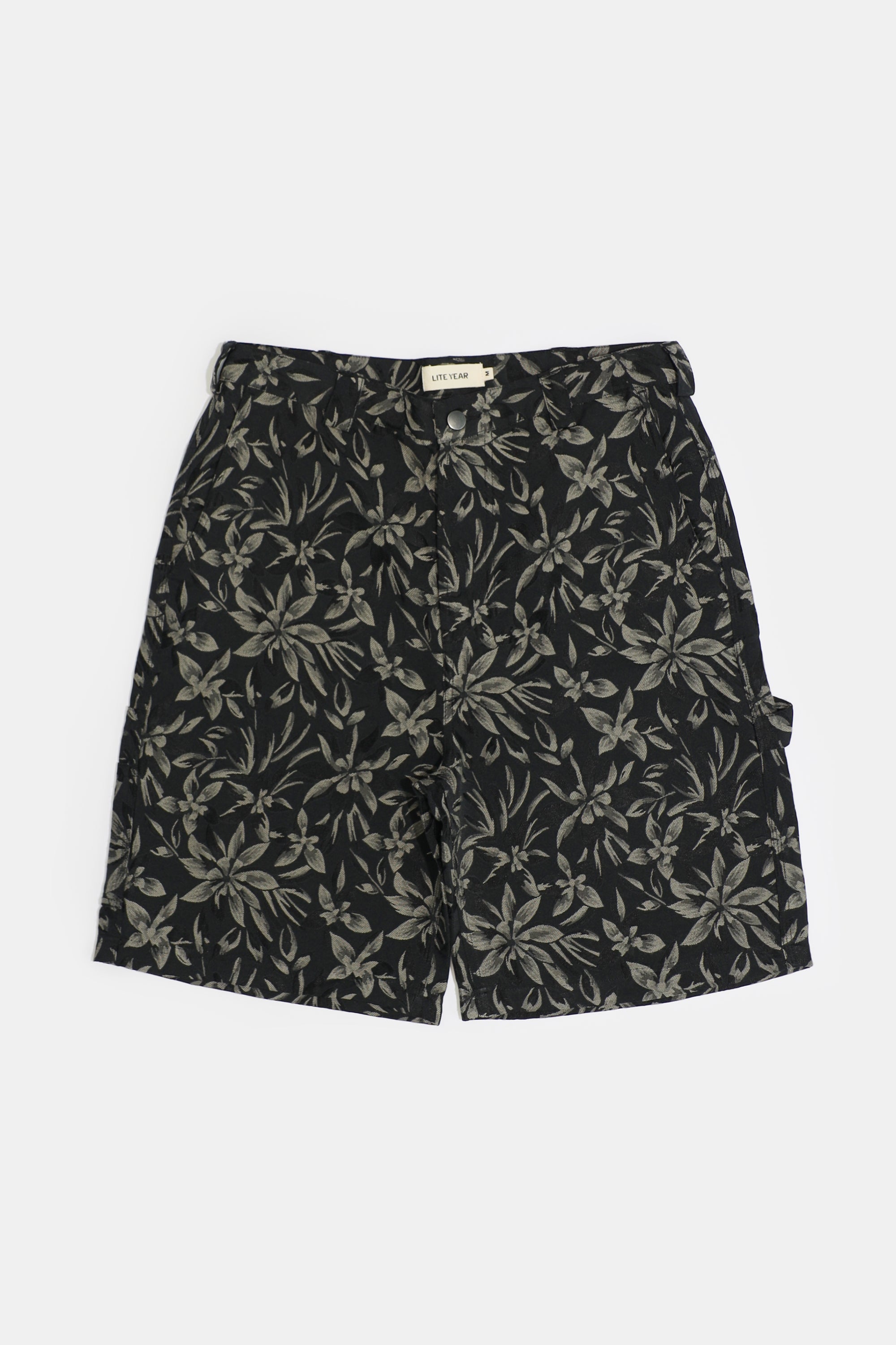 Carpenter Short - Black and Sand Floral Jacquard