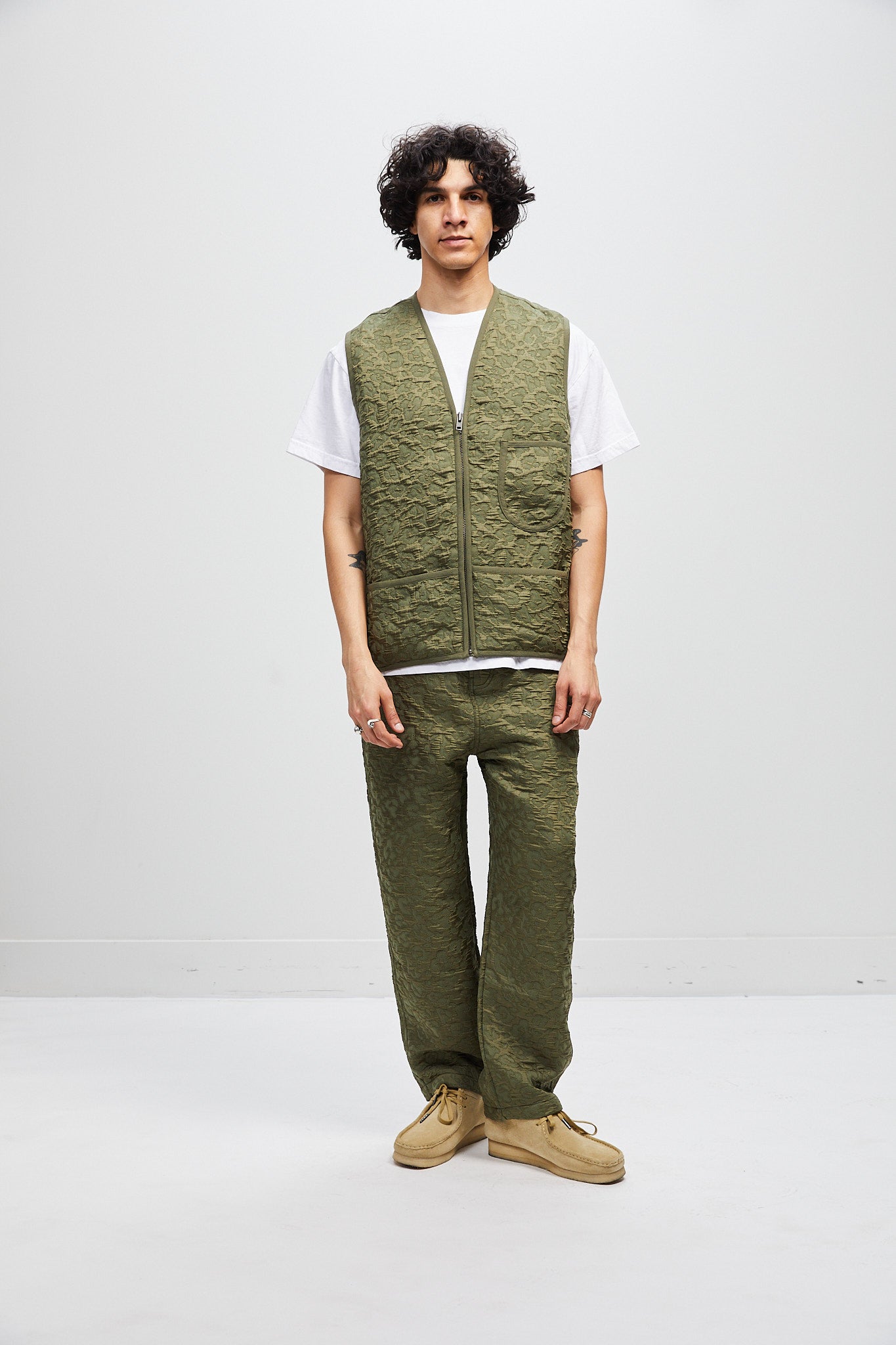 Italian Quilted Military Vest - Army Green