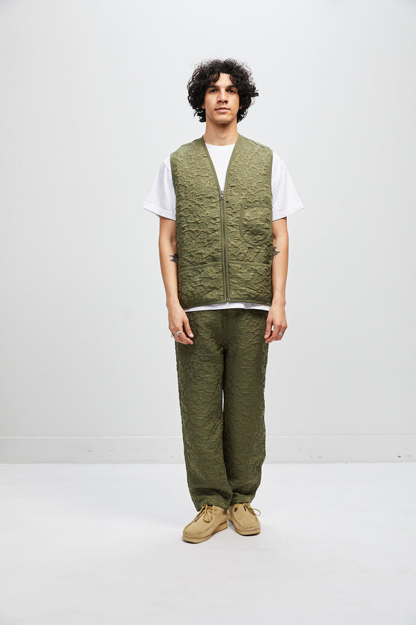 Italian Quilted Military Vest - Army Green