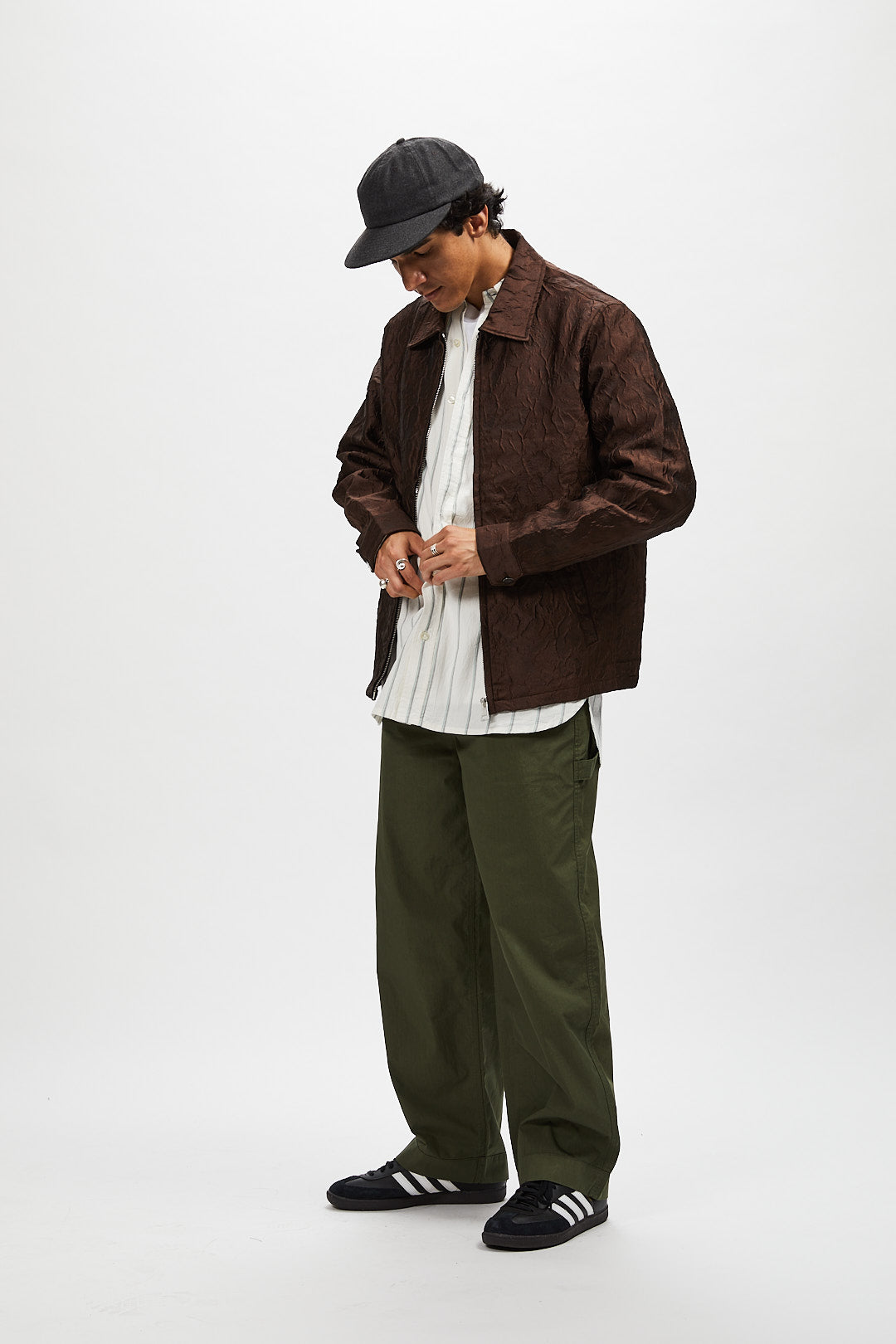 Wool Serge 6 panel cap - Charcoal