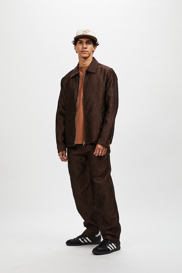 Italian Wrinkle Drawstring Pant - Brown