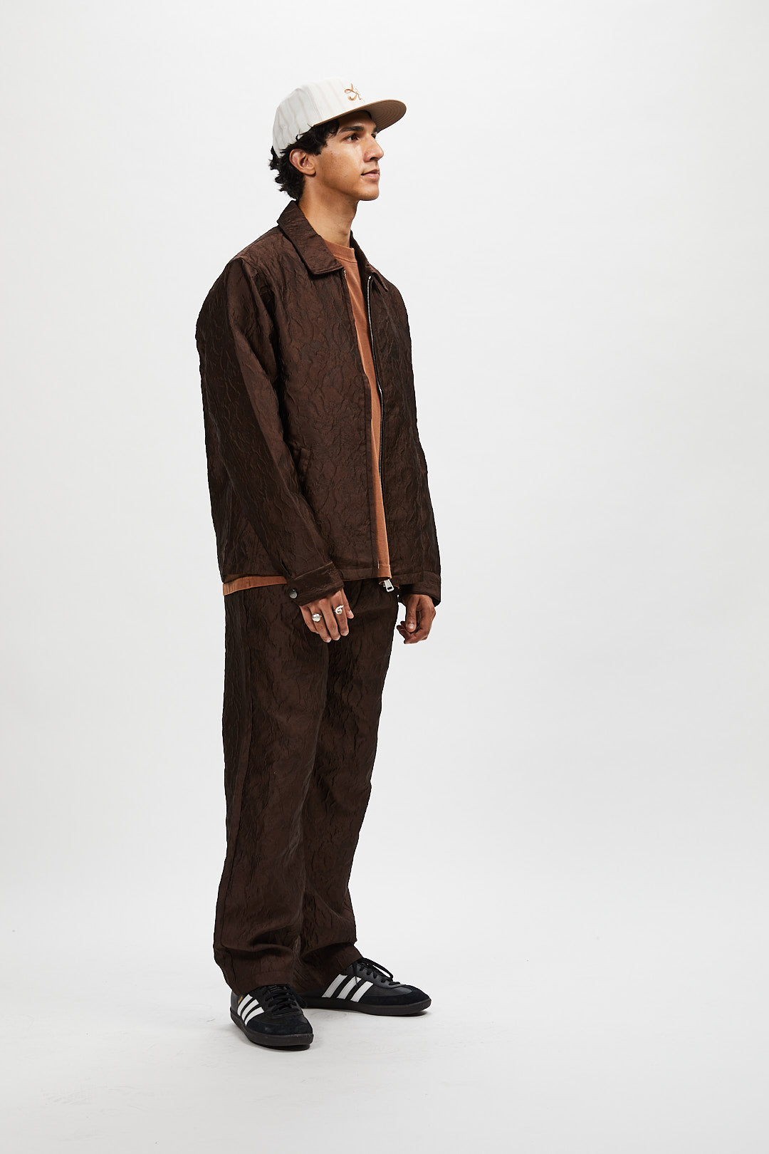 Italian Wrinkle Drawstring Pant - Brown