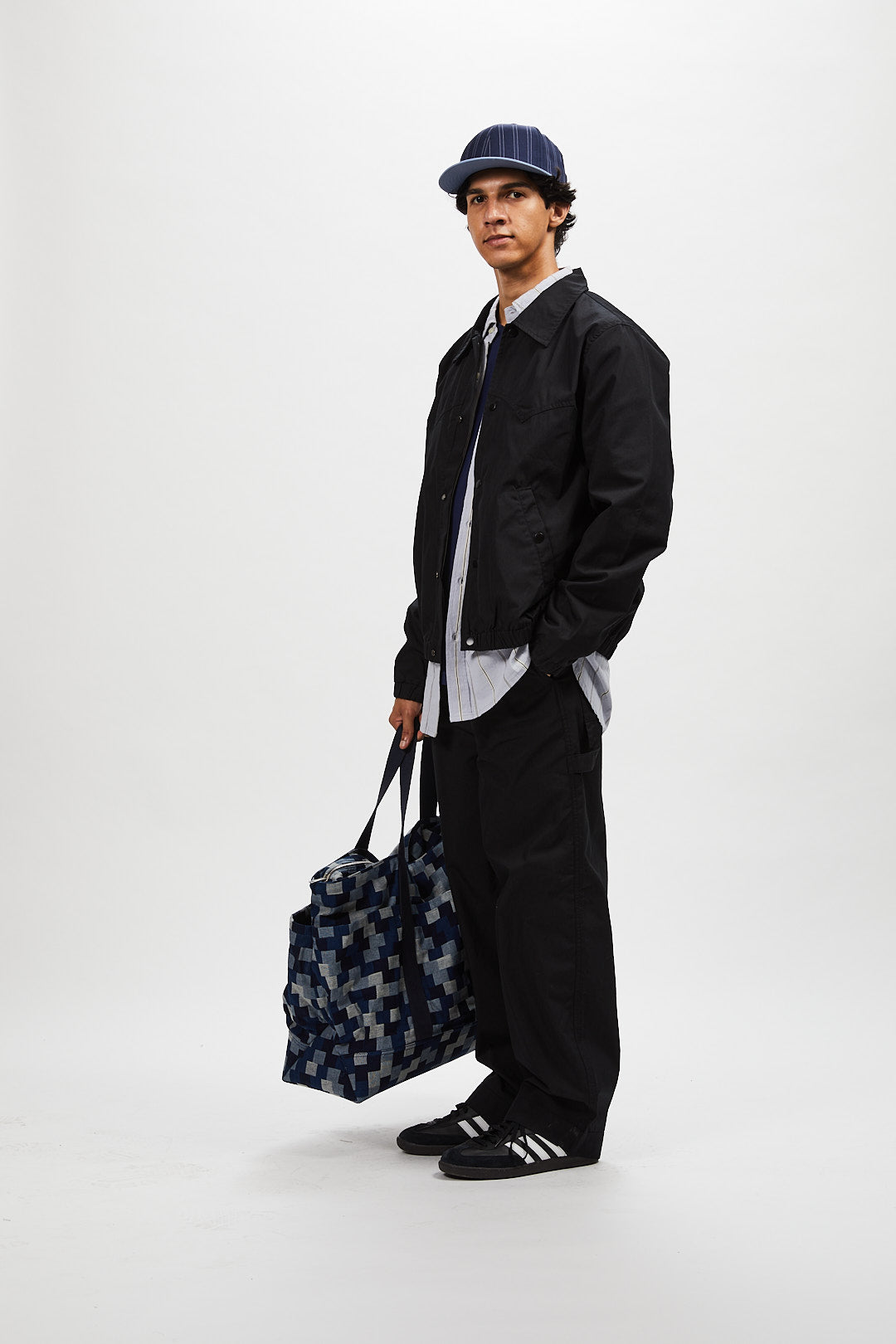 Oversized Weekend Tote - Denim Check