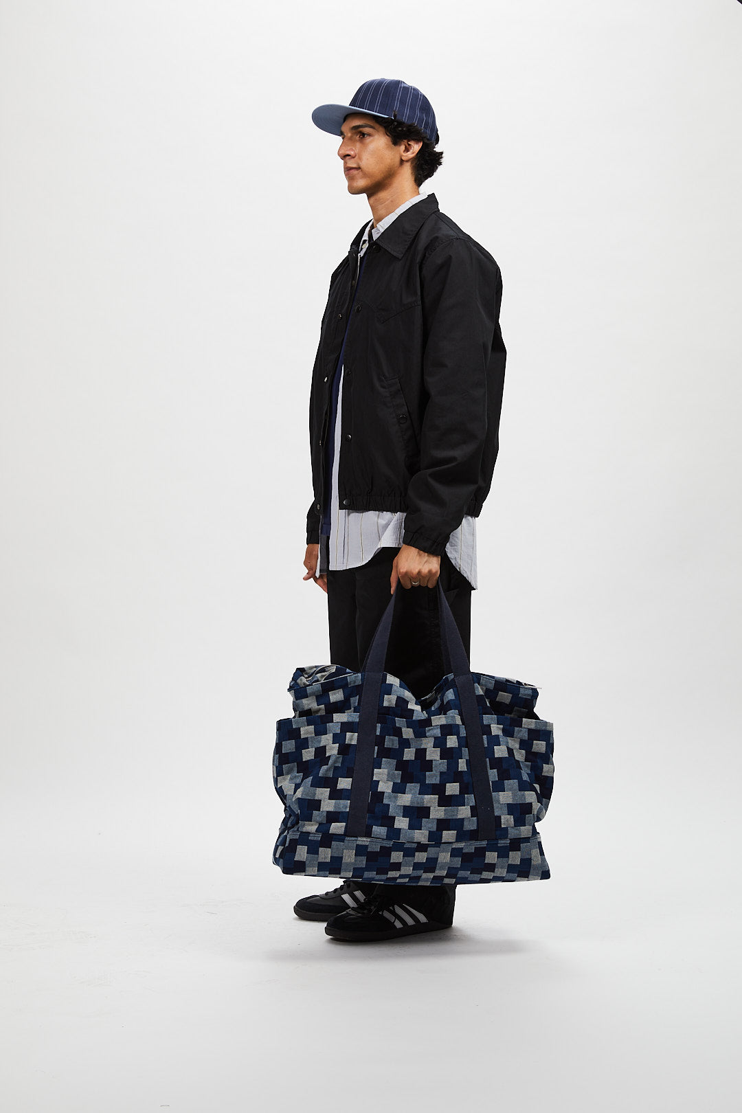 Oversized Weekend Tote - Denim Check