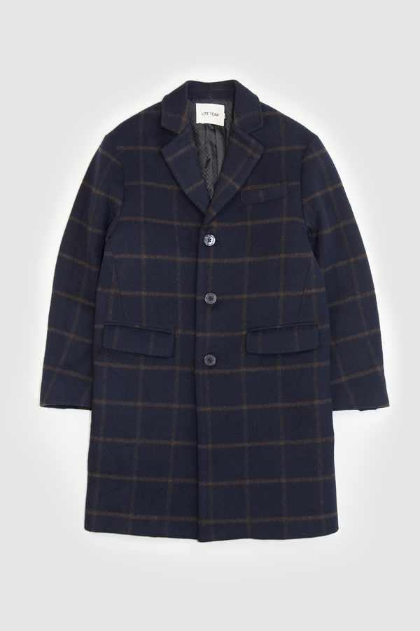 NY Overcoat - Navy & Brown Windowpane