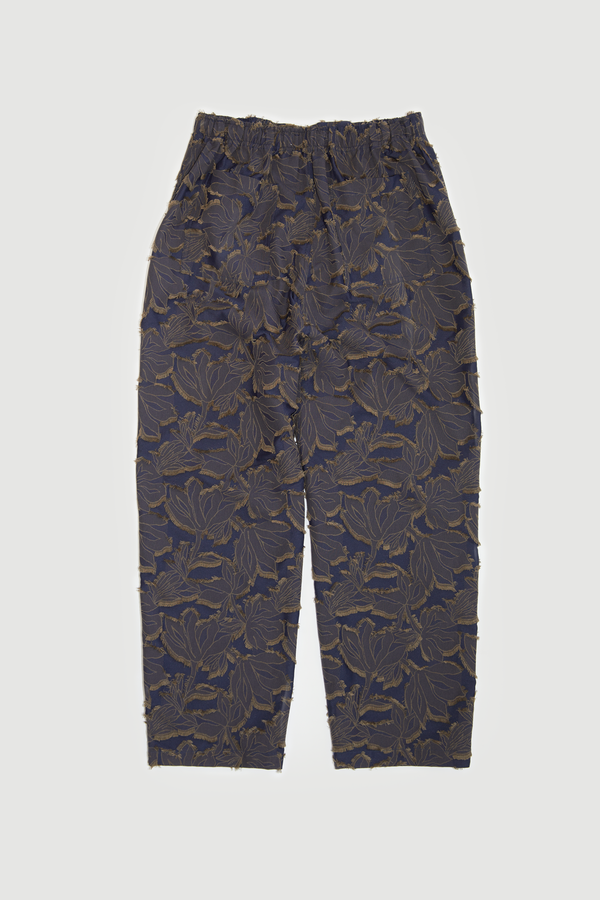 Relaxed Pant - Navy Brown Leaf Jacquard