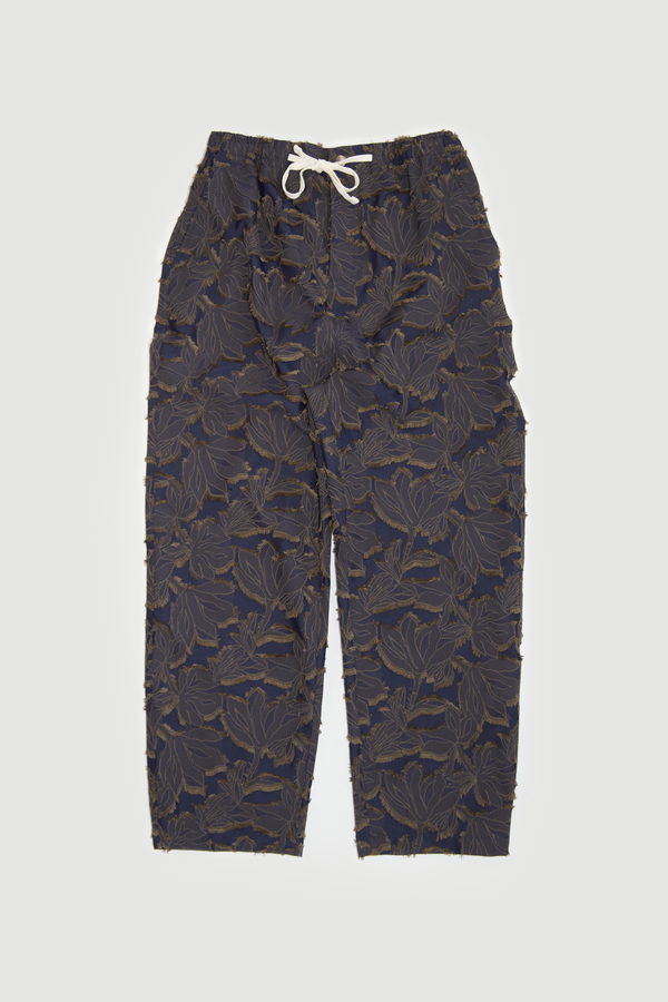 Relaxed Pant - Navy Brown Leaf Jacquard