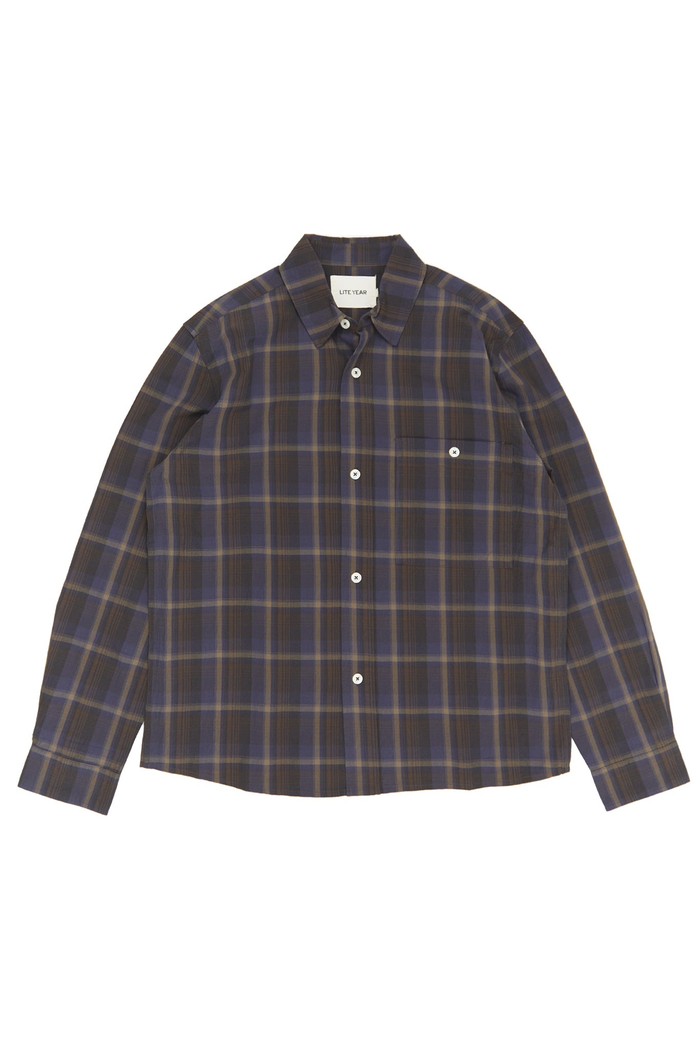 Relaxed Button Up Shirt - Navy plaid