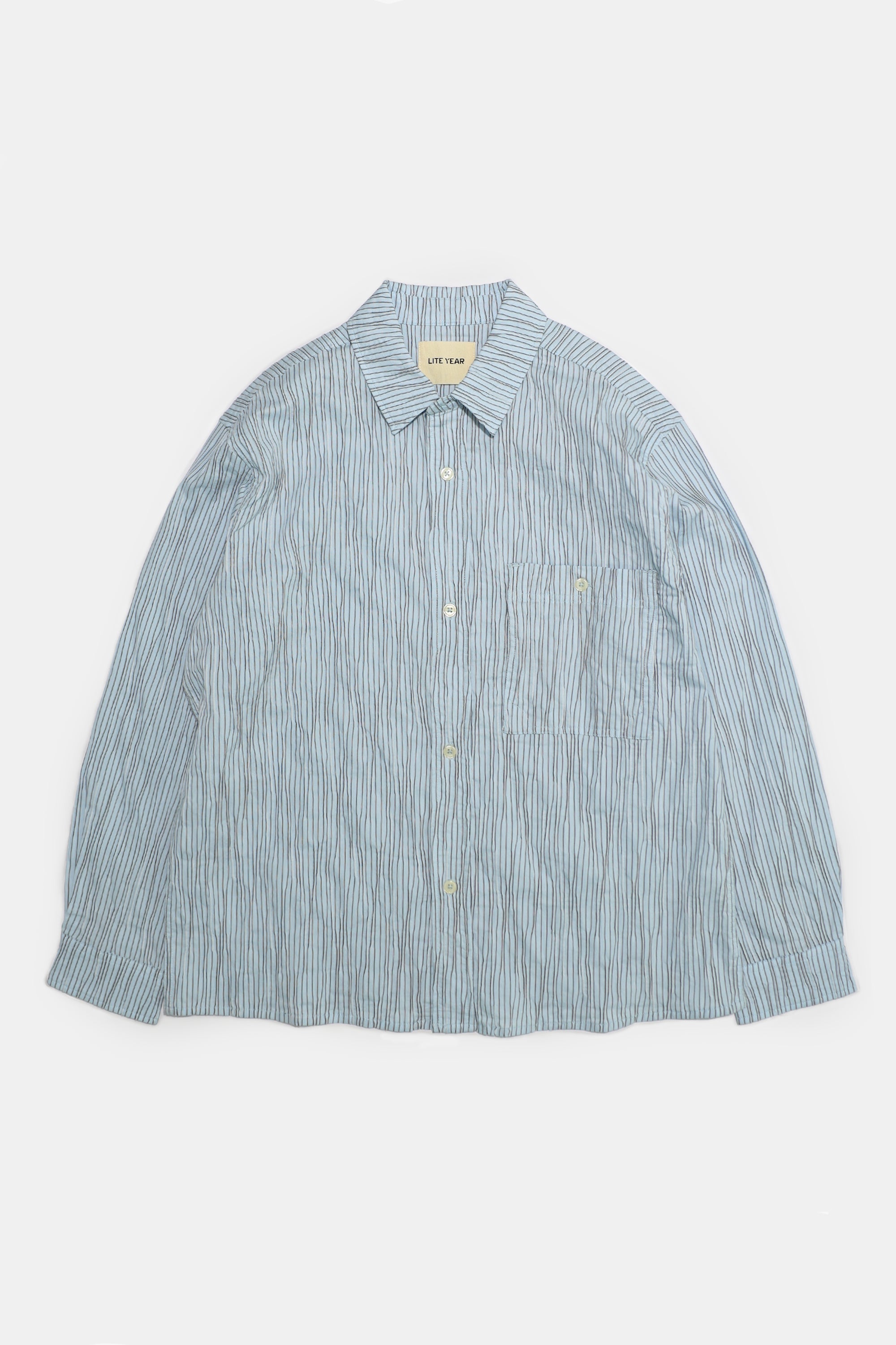 Relaxed Long Sleeve Shirt - Blue White Floral Stripe