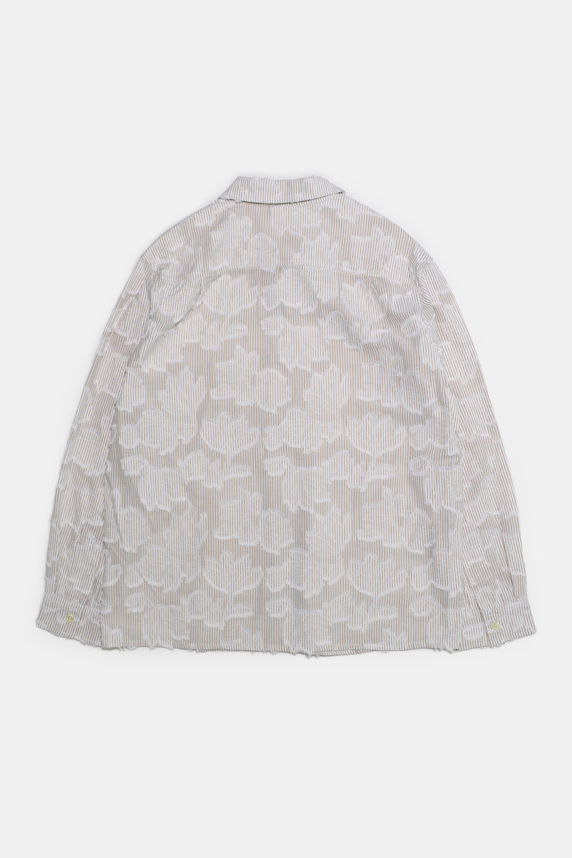 Relaxed Long Sleeve Shirt - Khaki White Floral Stripe