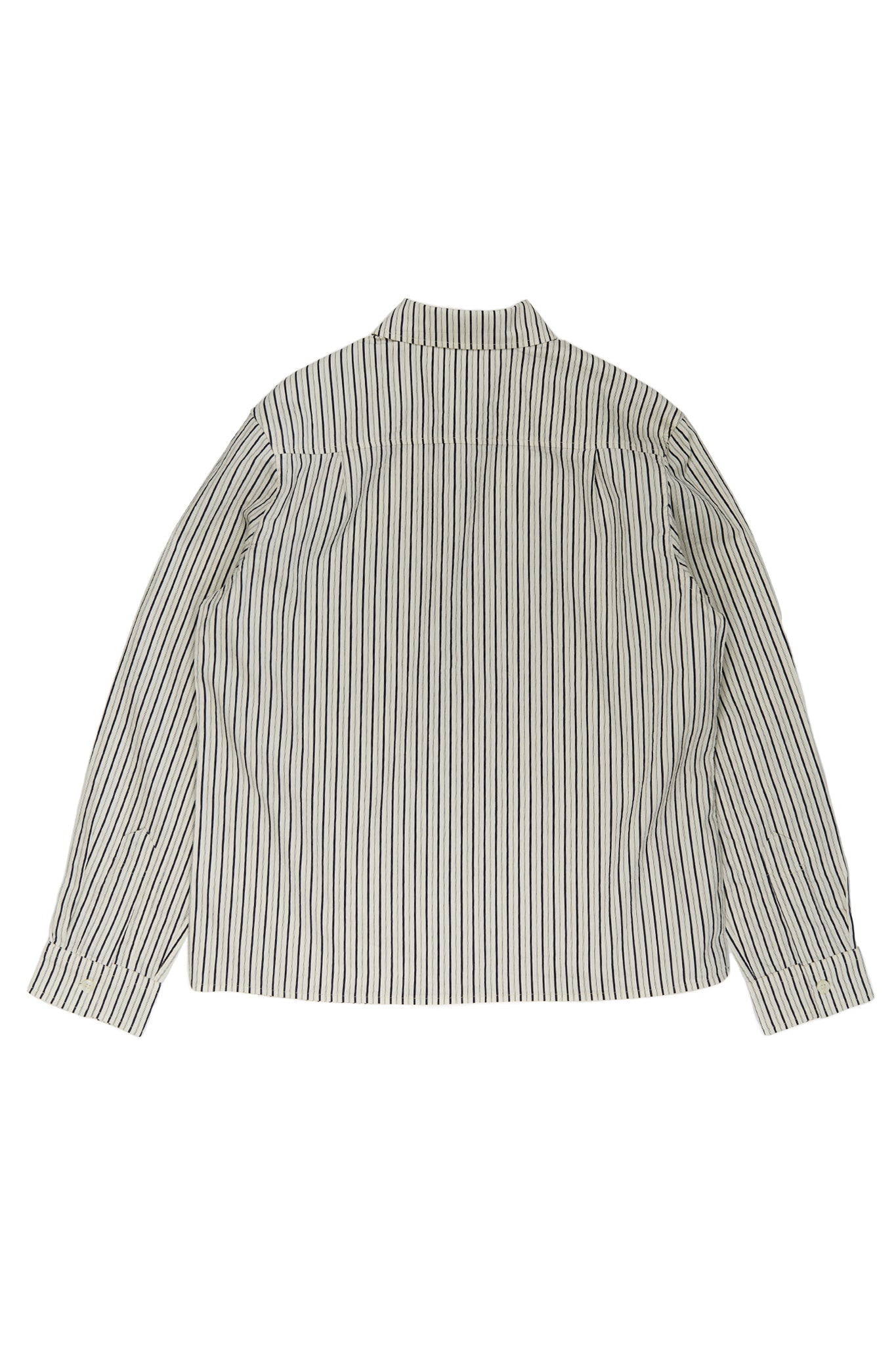 Italian Relaxed Button Up Shirt - Natural with Navy Stripe