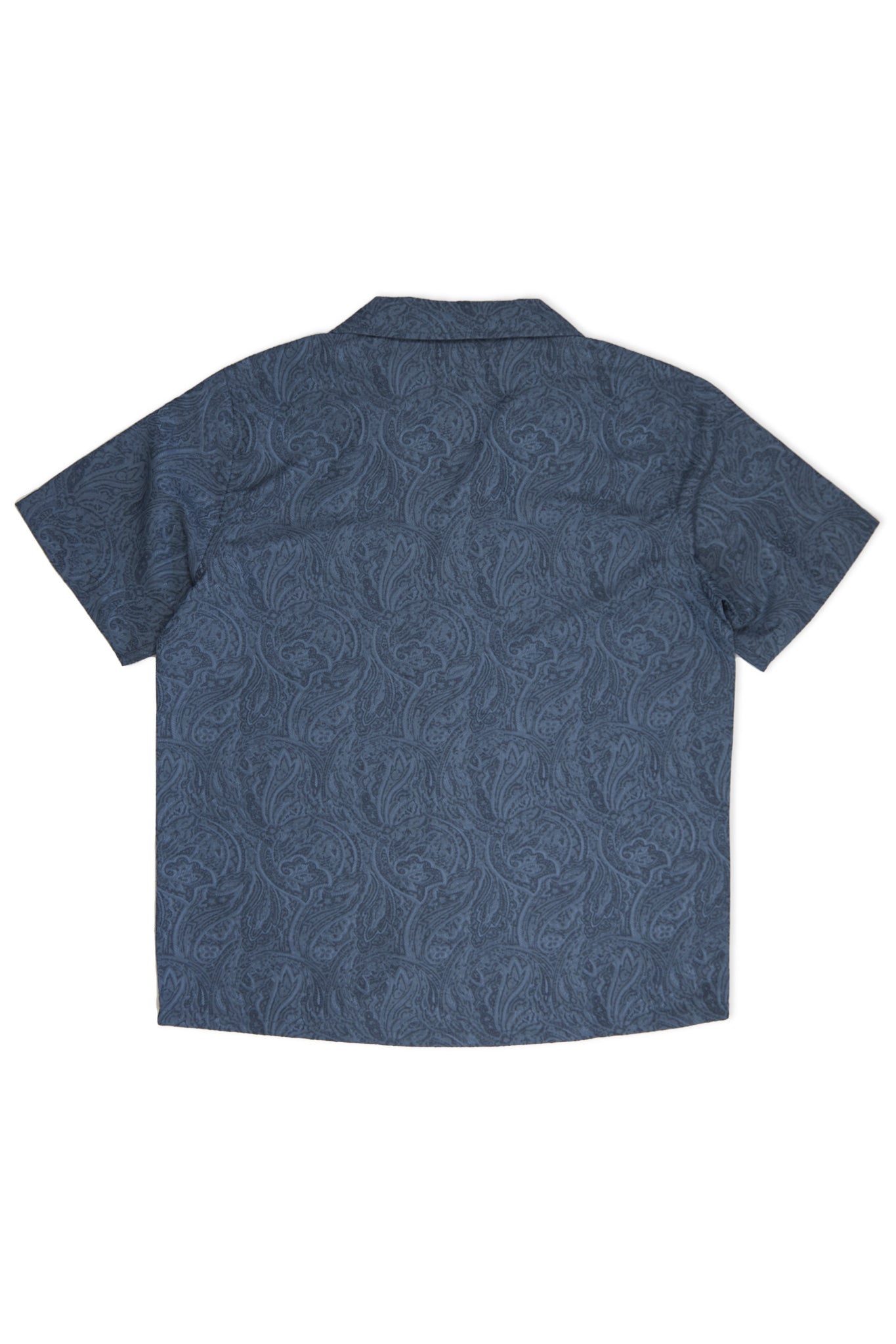 Short Sleeve Camp Collar - Blue Paisley