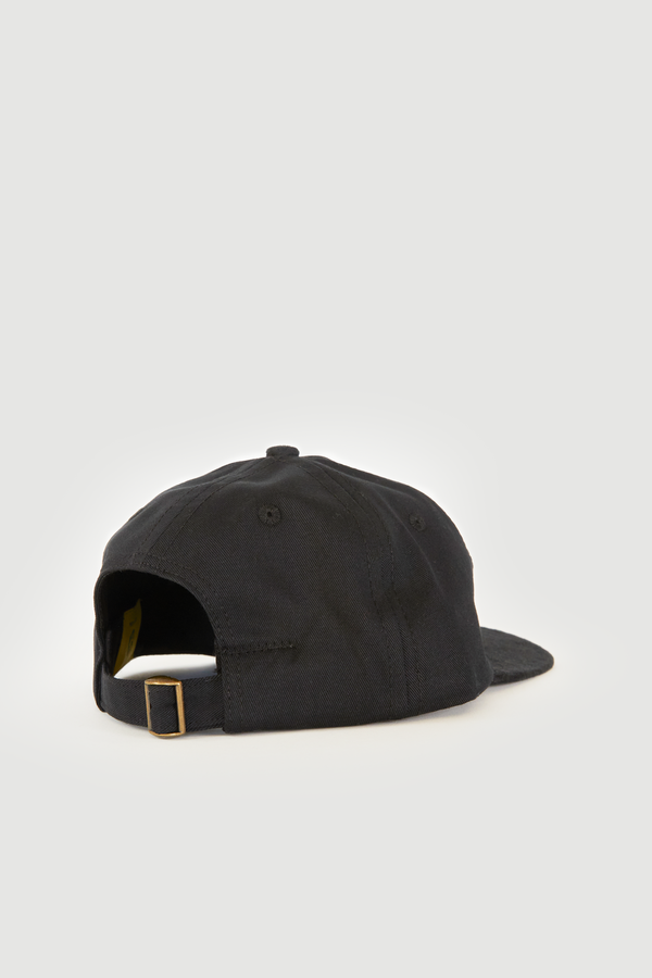 Two Tone Mole Skin/Twill 6 Panel Cap- Black/Black