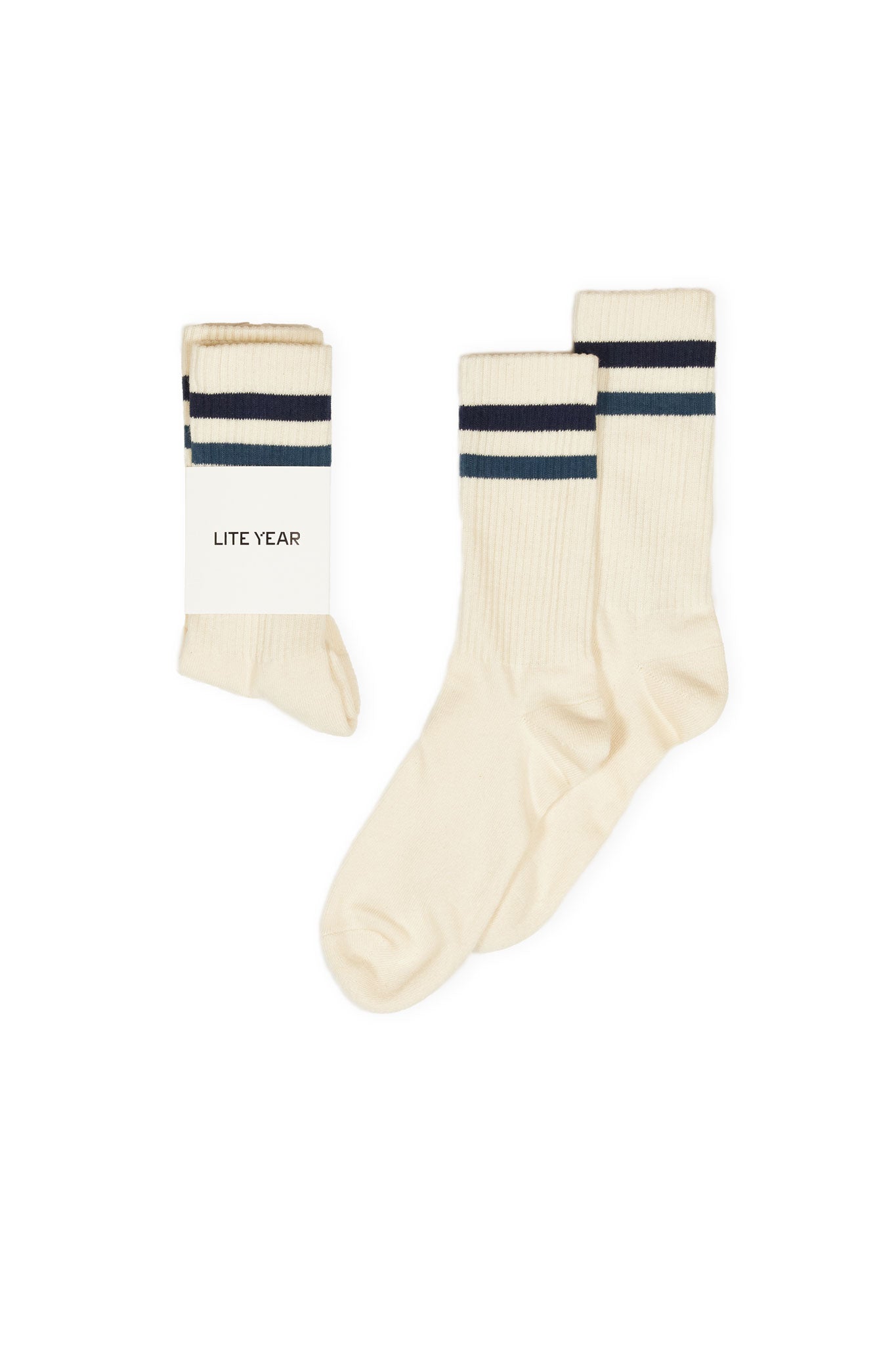 Stripe Socks - Creme/Navy/Blue