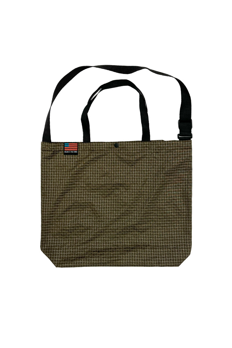 Oversized Nylon Tote Bag - Brown check