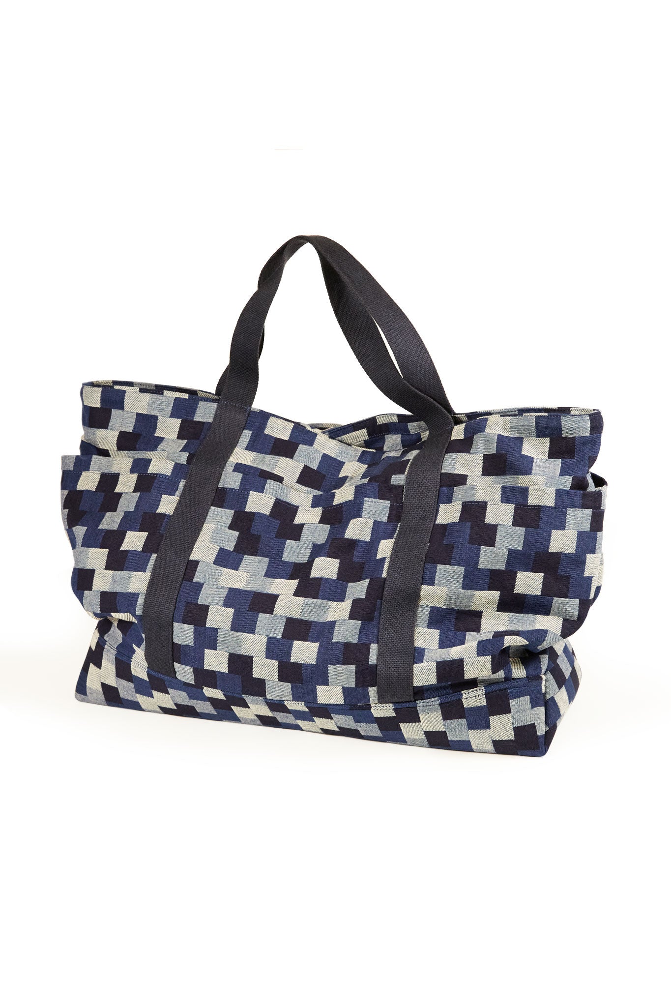 Oversized Weekend Tote - Denim Check