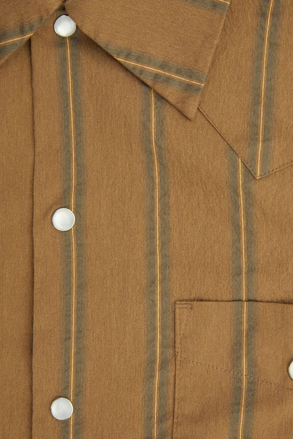 Long Sleeve Western Shirt - Brown stripe