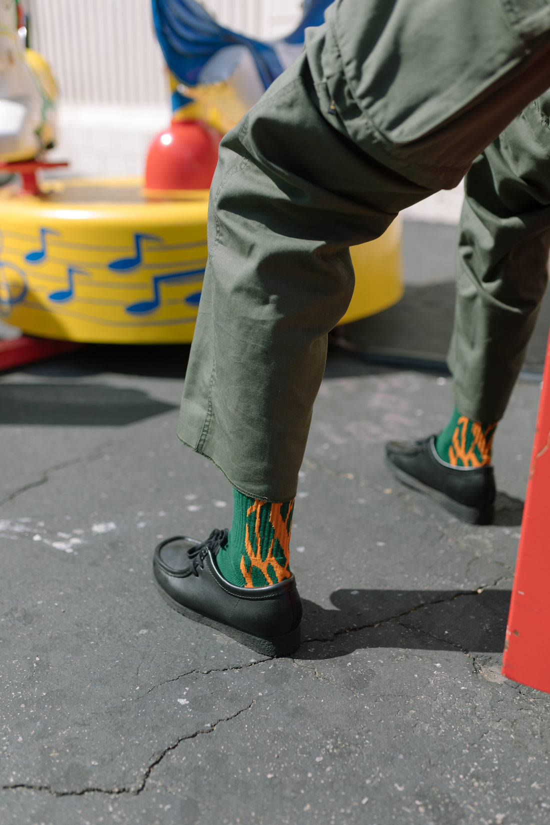 Camo Crew Socks - Green/Orange