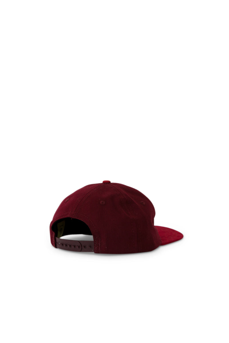 Contrast Moleskin/Twill 6 Panel Cap - Red
