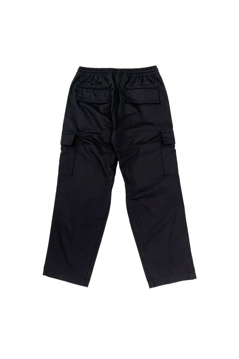 Japanese Herringbone Cotton Twill Cargo Pants - Black