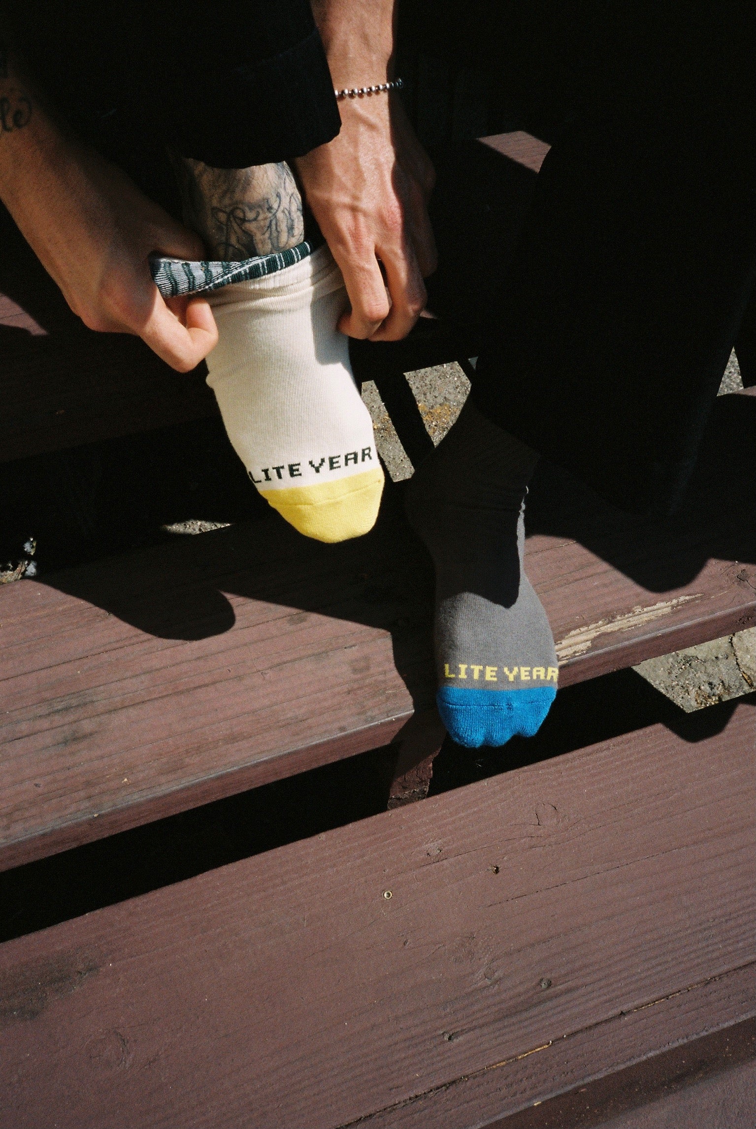 3 Tone Crew Socks - Grey