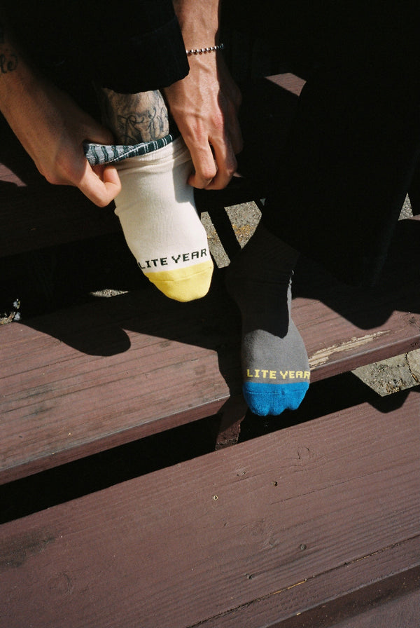 3 Tone Crew Socks - Grey