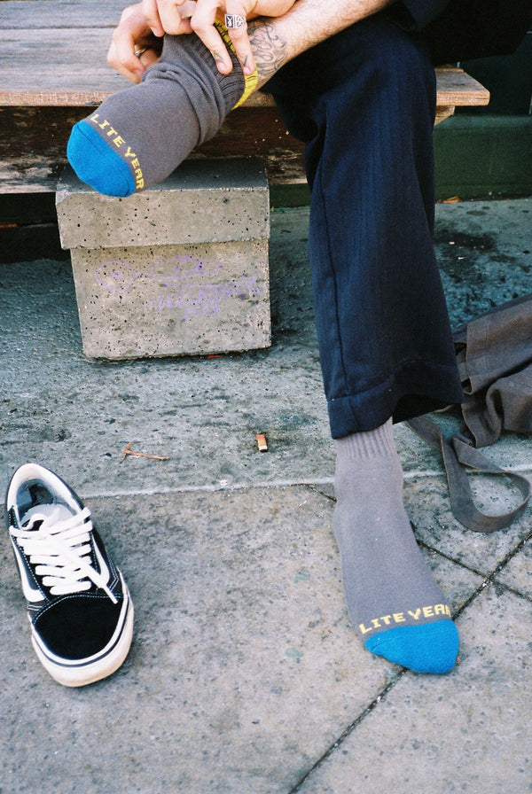 3 Tone Crew Socks - Grey