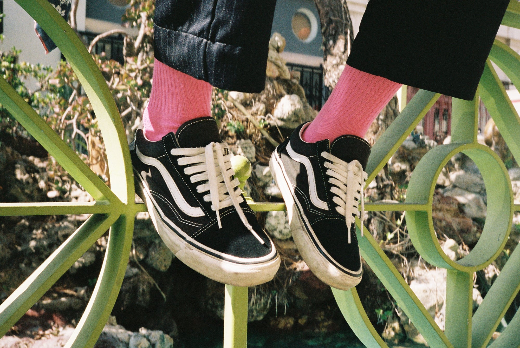 3 Tone Crew Socks - Hot Pink