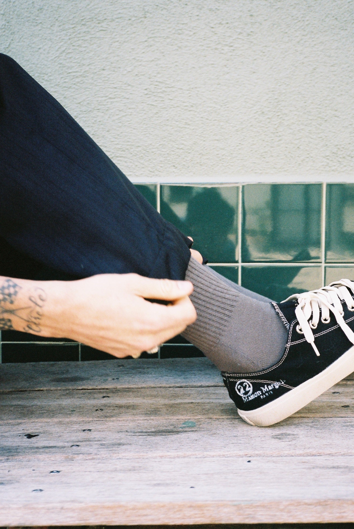 3 Tone Crew Socks - Grey