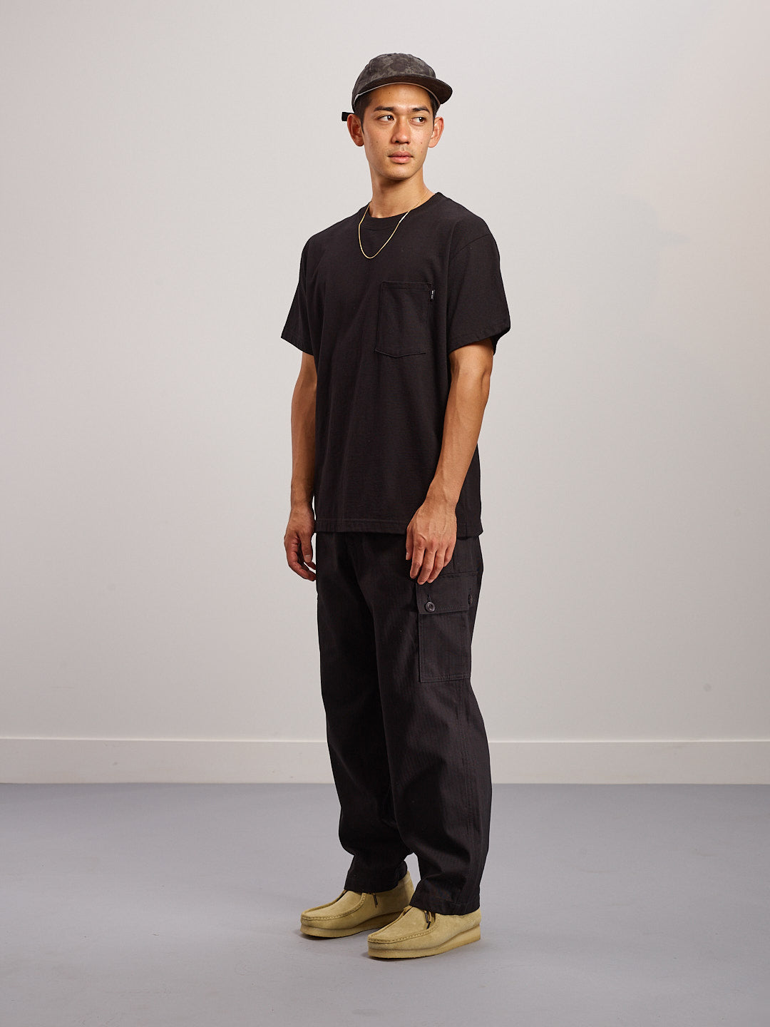 Japanese Cotton Twill 6 Panel Cap - Cloudy Black