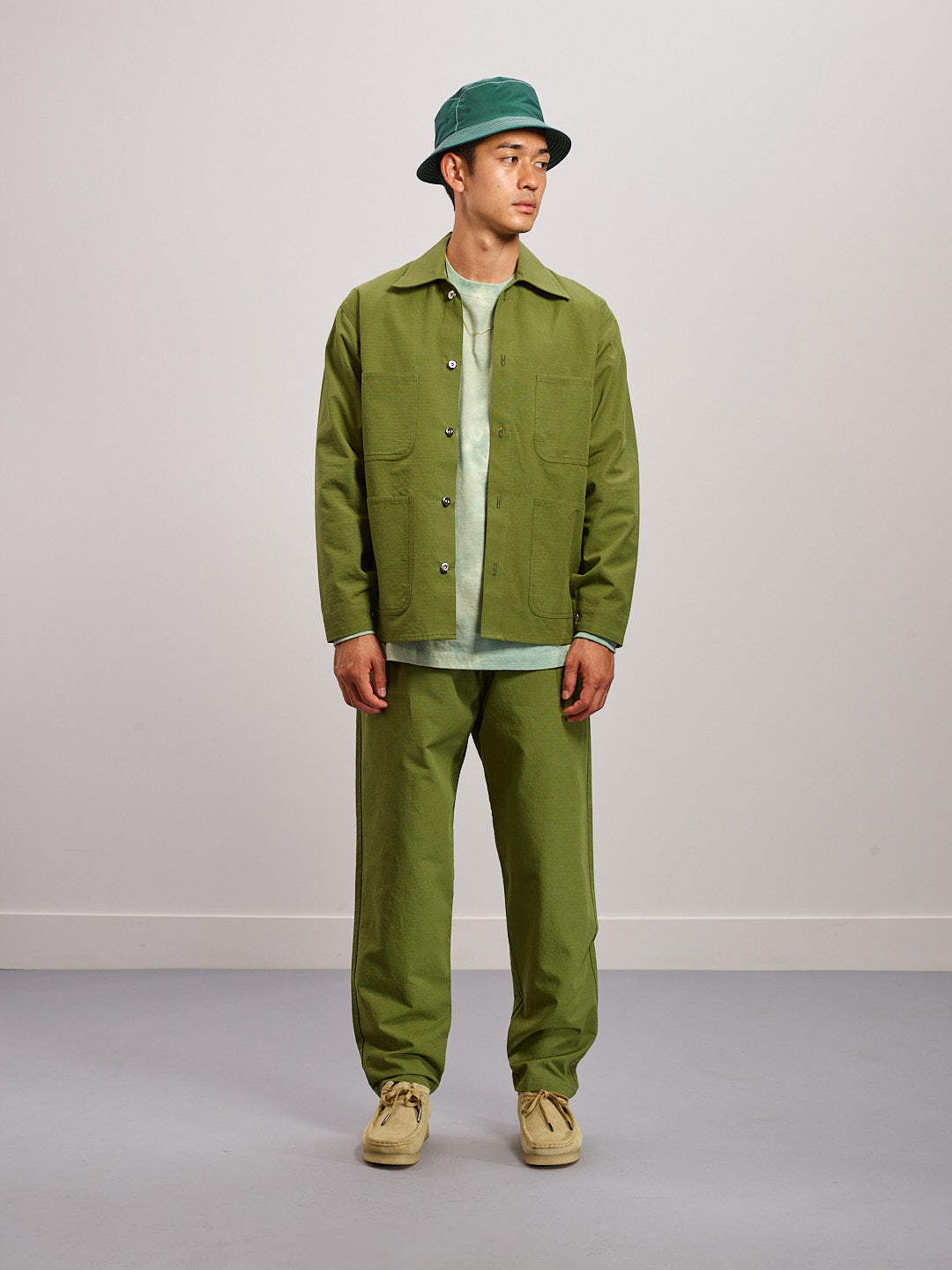 Lite Year Japanese Nylon Taffeta Bucket Hat - Varsity Green