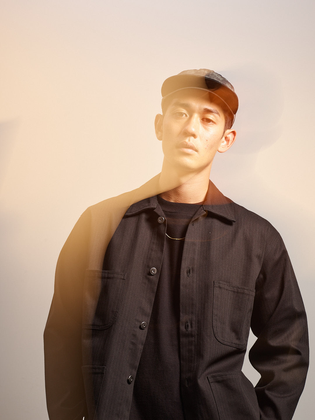 Japanese Cotton Twill 6 Panel Cap - Cloudy Black