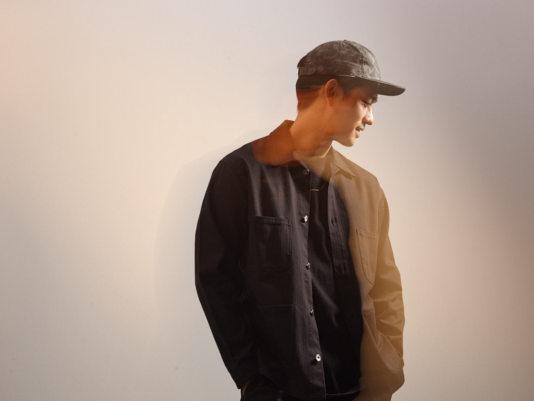 Japanese Cotton Twill 6 Panel Cap - Cloudy Black